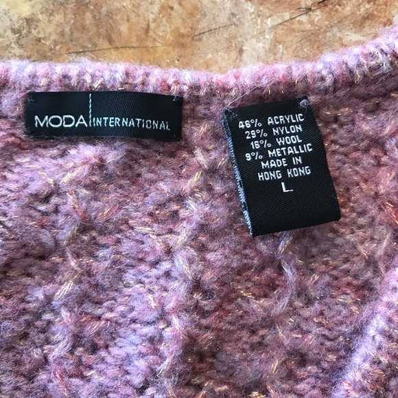 VICTORIA'S SECRET MODA CROP WOMENS SWEATER SIZE LARGE NWOT metallic threads - Picture 5 of 5